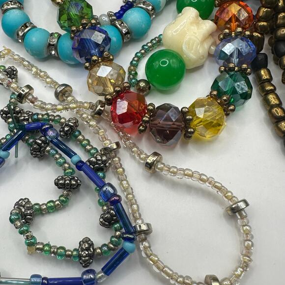 Bracelet Lot 23 beaded Craft Lot Stretch Boho Sparkle Mixed bundle - Picture 8 of 11